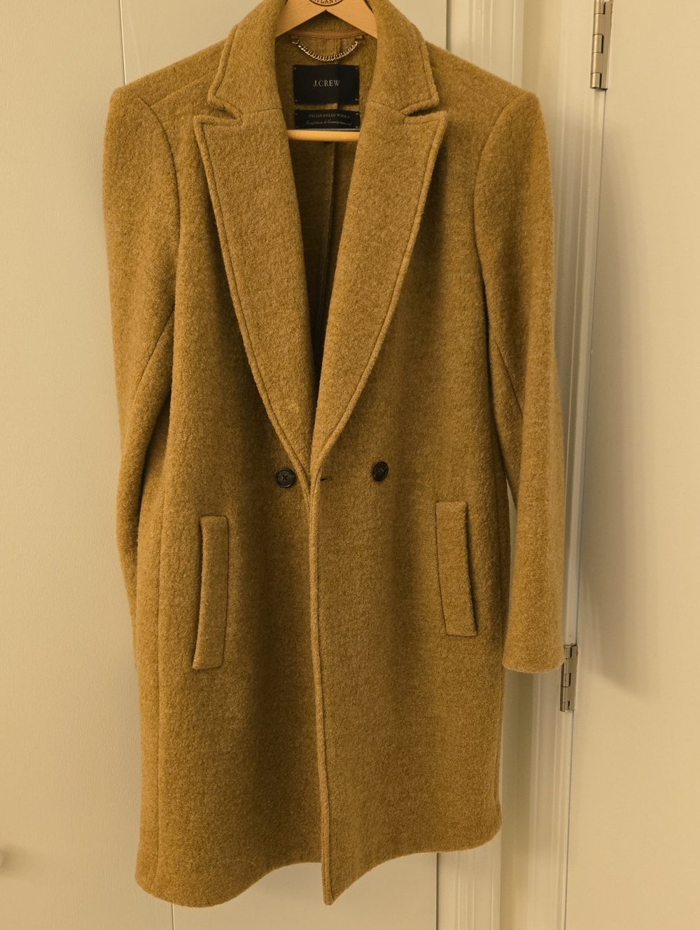 J. Crew Tailored Italian Boiled Wool Camel Car Coat